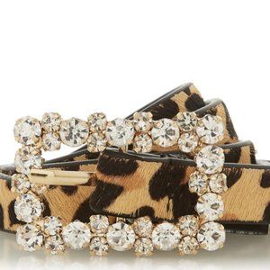 Norriss - Leopard Diamante Buckle Belt-DUNE